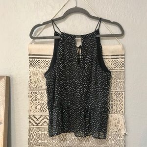 Polka Dot Blouse with Tie Tassel Detailing